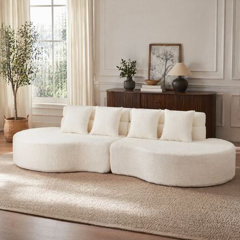 Sofá modular sin estructura 310 cm de espuma viscoelástica, 2 piezas, beige, OKWISH (1/5)