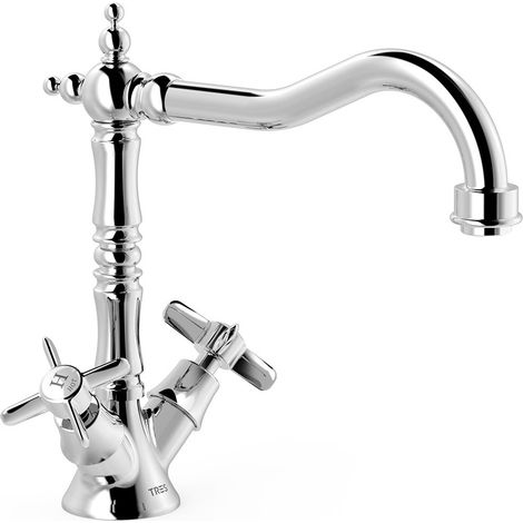 GRIFO BIMANDO PARA COCINA CON LATIGUILLOS DE ALIMENTACIÓN (1/2)
