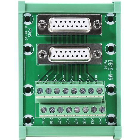 Module d'interface à montage sur rail DIN, DB15-M6 Double tête femelle Module d'interface à montage sur rail DIN connecteur de bornier (1/5)
