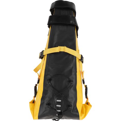 Sacoche de selle vélo 13L étanche, 500D PVC jaune/noir, antidérapante pour longues randonnées bikepacking (1/5)