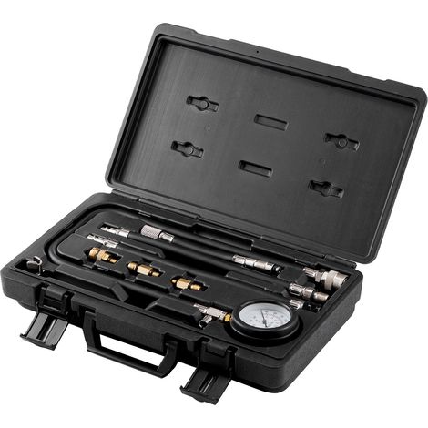 Mophorn Kit adaptador de comprobador de compresión de 9 piezas, comprobador de fugas de cilindros de motor automotriz, manómetro de doble escala de 0 a 300 psi