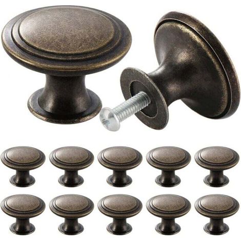 12pcs Vintage Drawer Knobs Dressing Table Furniture Handles with Screws Bronze MUMU (1/4)