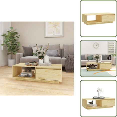 Table basse 110x50x33,5 cm bois de pin massif - Table Basse - Meuble Salon - Table Bois - Table Design - Table Pin Massif (1/5)