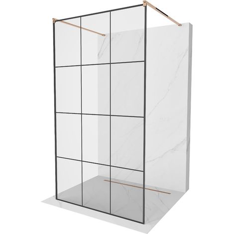 Mexen Kioto paroi de douche autoportante 120 x 200 cm, transparent/Design noir 8 mm, Or rose - 800-120-002-60-77 (1/5)