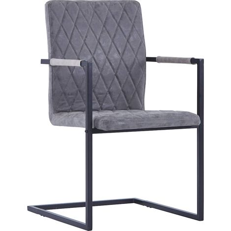 Maison Exclusive - Freischwinger 2 Stk. Dunkelgrau Kunstleder (1/5)