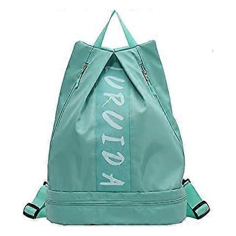 Sac à dos de sport pour femme, petit modèle, idéal pour les voyages, avec poche étanche et compartiment à chaussures (vert). (1/5)