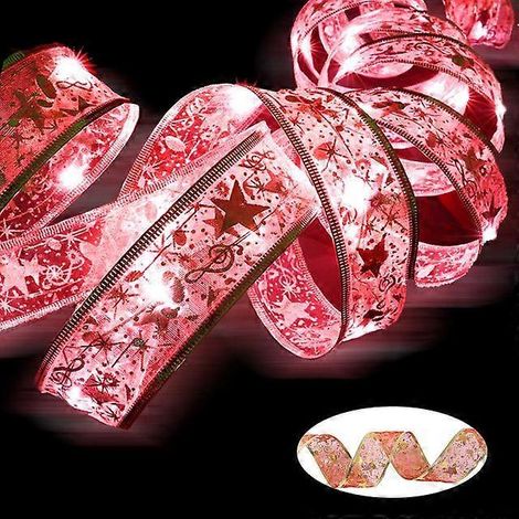 Guirlande lumineuse ruban pour décorations de Noël, ornements pour sapin de Noël, guirlande lumineuse rouge et blanche de 10 m (1/5)