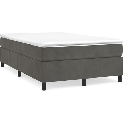 Cama box spring con colchón terciopelo gris oscuro 120x190 cm (1/5)