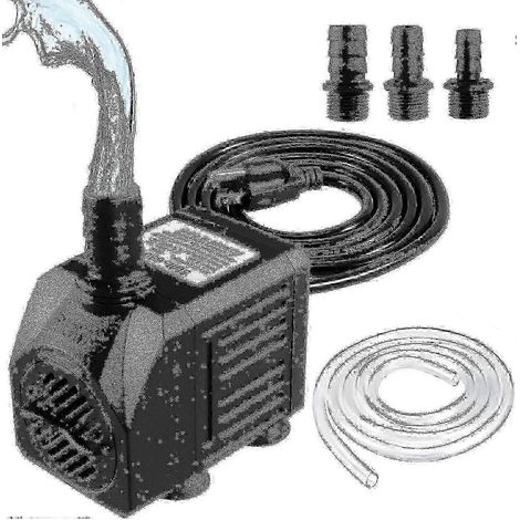 Pompe de fontaine submersible 150 GPH 600 L/H 8 W, pompe extérieure silencieuse et compacte avec tuyau de 1 mètre. (1/5)