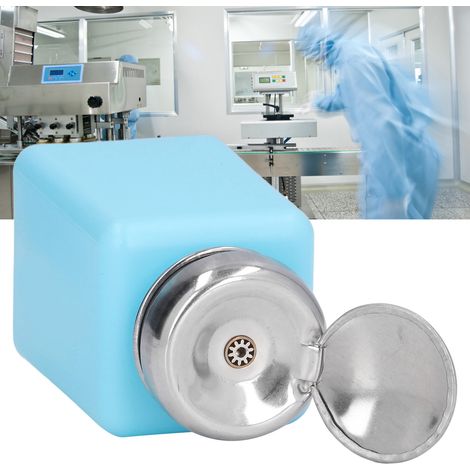Flacon carré antistatique 200ML avec couvercle inox et pompe pressoir bleu pour solvant ESD
