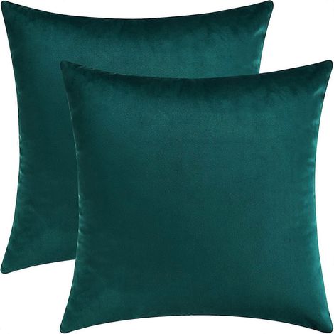 Housses de coussin décoratives en velours, unies, pour canapé et lit, bleu sarcelle, 40 x 40 cm, lot de 2 (1/4)