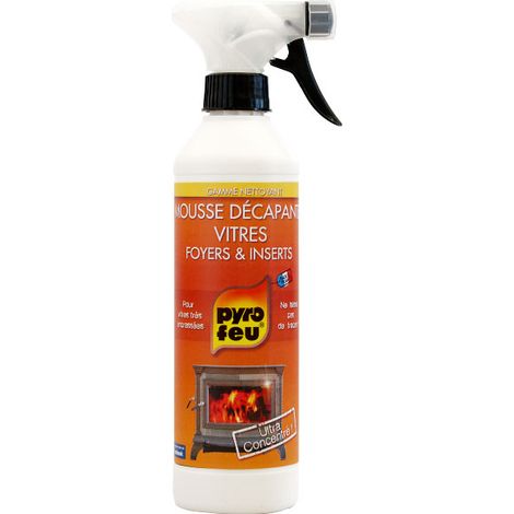 Mousse décapante pour vitres de poêles et cheminées – Élimine goudron et créosote – Spray mousse sécurisé – Fabriqué en France – Pyrofeu (1/5)