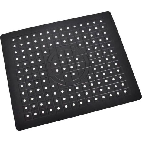 Tapis d'évier de cuisine, découpable, pliable, antidérapant, protecteur d'évier en silicone, motif nid d'abeille (noir).