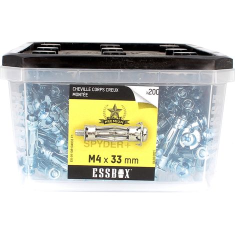 ESSBOX de 200 Chevilles Métalliques à Expansion Qualité Premium 4X33 avec Vis (1/2)