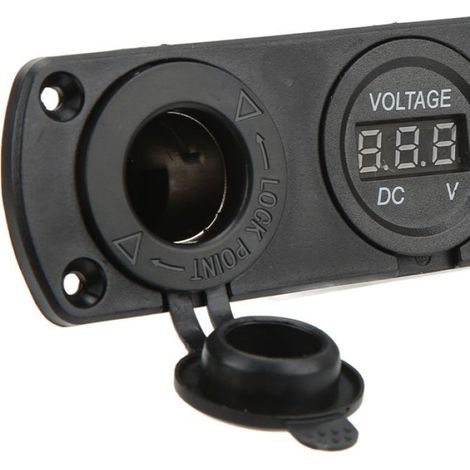 Panneau Prise Allume-Cigare - Double USB - Voltmètre LED Numérique - Pour Voiture Camion Bateau - 12-24 V - 1 Pièce (1/4)