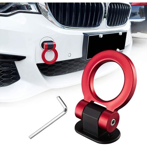 Kit de crochet de remorquage, autocollant décoratif rouge pour voiture, pare-chocs pour accessoires extérieurs automobiles (décoration uniquement)