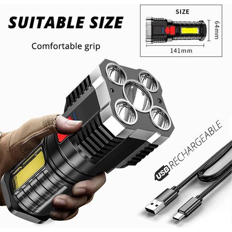 Lampe torche LED rechargeable : portable, longue autonomie, faisceau haute intensité