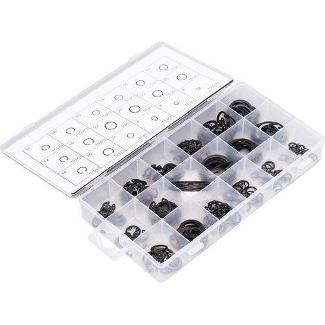 Packung mit 225 Stahlclips, Sicherungsringen, Sprengringen und Befestigungselementen für Maschinen, Fahrzeuge und Werkstätten, komplettes Sicherheitsset. (1/5)