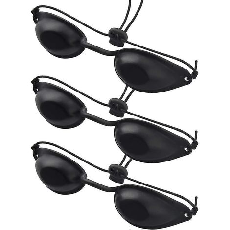Lot de 3 paires de lunettes de protection UV, adaptées aux traitements laser esthétiques IPL UV LED, lunettes de protection noires (1/5)