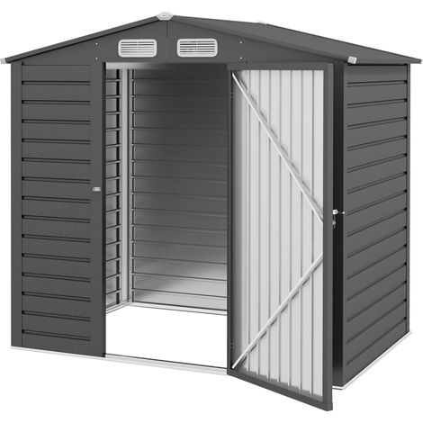 Abri de jardin acier galvanisé 2,27 m² porte verrouillable ventilations 190 x 131 x 188 cm gris
