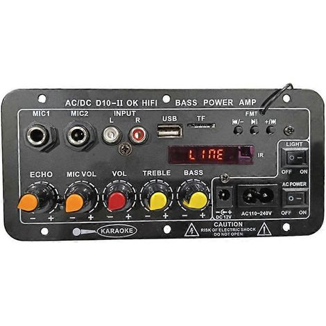 Carte d'amplificateur audio pour caisson de basses DC10-II 12V avec Bluetooth, écran et prise US, idéale pour la maison, le karaoké ou l'audio en voiture. (1/5)