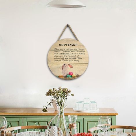 Pendule En Bois - Panneau Rond De Décoration Murale Pour Pâques - Signal Festif Pour Porte Ou Mur - 1 Pièce (1/5)
