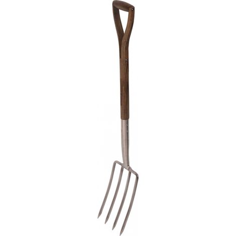 Fourche à bêcher en inox et frêne vieilli grand modèle