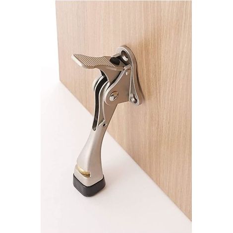 Paquet de 2 butées de porte Kickdown à pédale, hauteur réglable d’un geste, fixation sans perçage, idéal pour portes intérieures, finition robuste et discrète. (1/2)