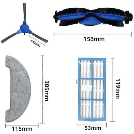 NALOOKAMIC Pièces détachées et accessoires pour aspirateur robot Proscenic 850T / 850P : brosse latérale à rouleau, filtre HEPA, chiffon de nettoyage (1/4)