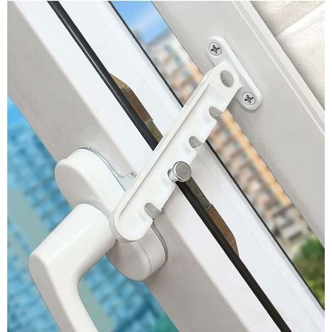 Entrebâilleur de fenêtre à battant, verrou de sécurité pour bébé, verrou anti-pincement, entrebâilleur de ventilation de fenêtre, bois et aluminium,ouverture vers l'extérieur pour fenêtre UPVC, blanc (1/5)