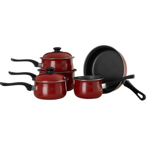 Set de casseroles 5pc Rouge Belly Ustensiles de Cuisine anti-adhesif 5 pièces (1/5)