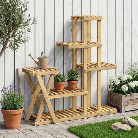 Support de Plante Blanc 95 x 25 x 101,5 cm Bois d'Acacia Massif (1/5)