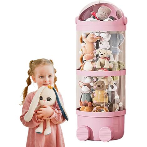 Tube de rangement pour animaux en peluche Tube de rangement pour animaux Tour en peluche transparente avec lumières LED, décoration de chambre à coucher, chambre d'enfant, salle de jeux (1/5)