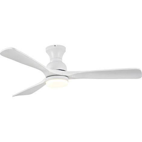 Ventilador de techo LED blanco de 52 pulgadas con mando a distancia, 3 aspas de madera y motor DC (1/4)
