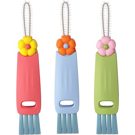 Brosse de Nettoyage de Couvercle de Tasse 3 en 1, Brosse de Couvercle de Bouteille, Brosse de Nettoyage d'espace Multifonction, Brosse (3PCS) (1/5)