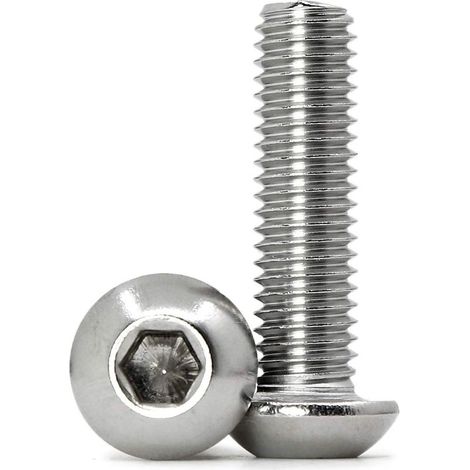 Viti a testa bombata esagonale M8 x 25 mm, 20 pezzi, in acciaio inossidabile 304, completamente filettate. (1/5)