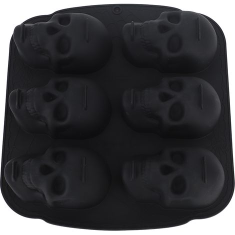 Totenkopf-Backform aus weichem Silikon, Halloween-Skelettkopf-Kuchenform für Kuchen, Kekse, Schokolade, Süßigkeiten und Eiscreme (1/5)