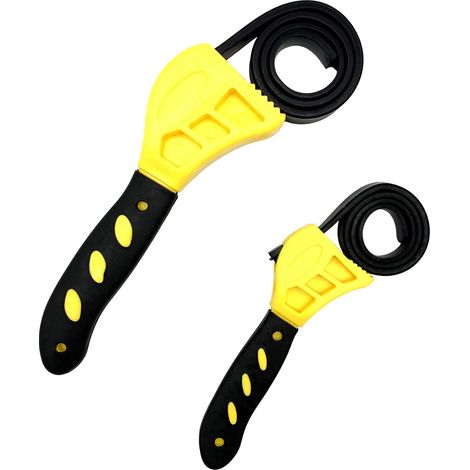 Lot de 2 clés à molette réglables en caoutchouc - Outil multifonction universel - Utilisation pour n'importe quelle forme d'outil d'ouverture de voiture, outil de réparation de filtre à huile (1/5)