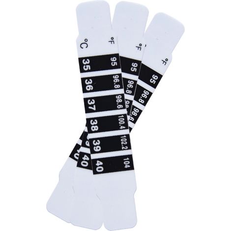 Autocollant thermomètre frontal pour bébé, matériau PET, écran LCD noir et blanc, thermomètre frontal pour enfants FH-747, 35-40℃ (dix pièces) (1/5)