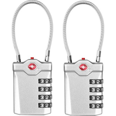Cadenas pour valises, cadenas à combinaison, 4 chiffres, cadenas TSA, cadenas de bagages avec alarme d'ouverture, cadenas de voyage pour valises, bagages, sacs, casiers (1/5)