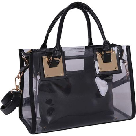 Mesdames 2 petits sacs fourre-tout transparents, sacs à main de plage transparents en PVC, (1/3)