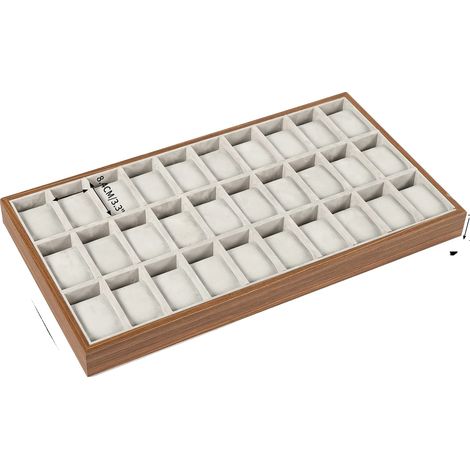 Boîte à montres, 30 compartiments, organisateur durable et élégant, gris, 12+ emplacements (1/2)