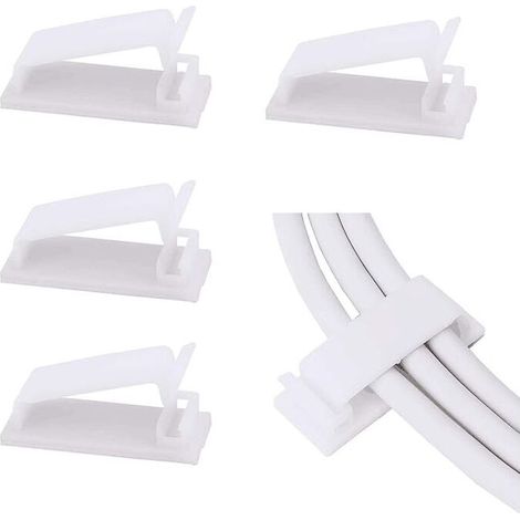 White Cable Management, 50PCS Adhesive Cable Clips for Electrical Wire Organizer for Ethernet Cables and Cable Management System for TV, PC, Laptop, Office (1/5)