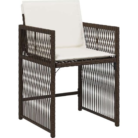 Garden Chairs with Cushions 4 pcs Brown Poly Rattan vidaXL (1/5)