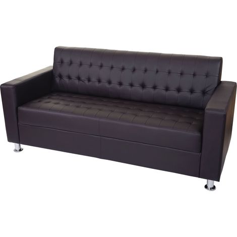 Divano a 3 posti da salotto club elegante Kunda design moderno ecopelle marrone