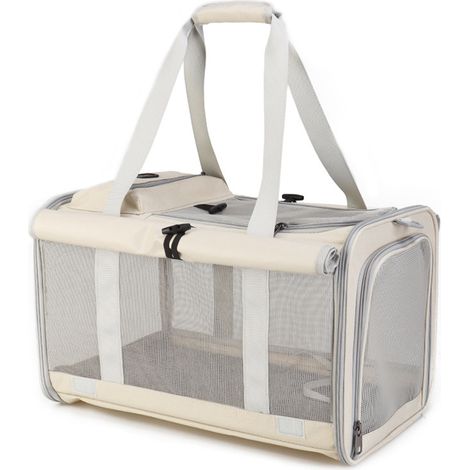 Cat Carrier Bag Portable Foldable Pet Carrier for Small Cats and Dogs with Large Opening Breathable Hands-Free Pet Carrying Bag for Travel white (1/5)
