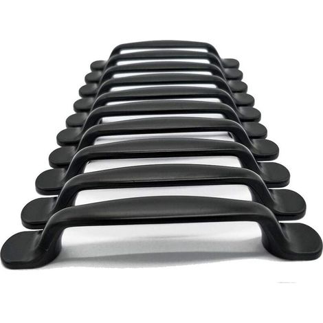 Lot de 20 poignées de tirage - Poignées de meuble - Boutons - Quincaillerie - Entraxe 96 mm - Noir - Pour tiroirs, placards, portes, meubles, chambres, armoires (1/4)
