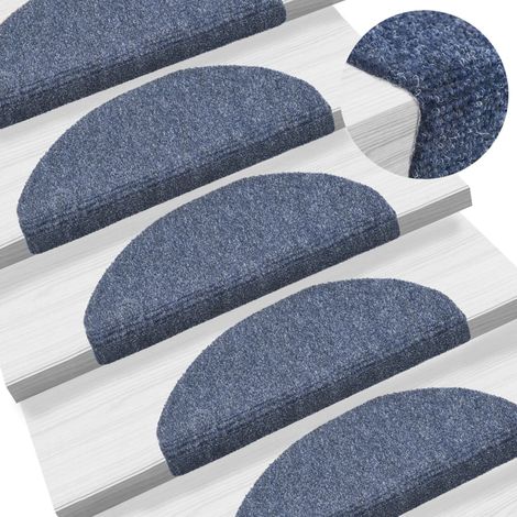 15 pcs Tapis d'escalier auto-adhésif, Tapis de marches, Marchettes D'escalier Poinçon aiguilleté Bleu MKS98370 (1/5)