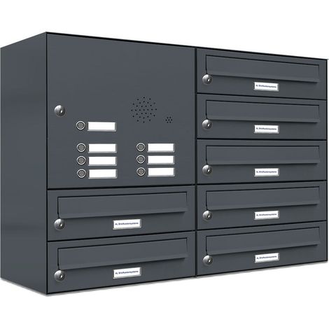 7er Briefkasten Anlage Aufputz - Wandmontage RAL 7016 Anthrazit Klingel (1/5)