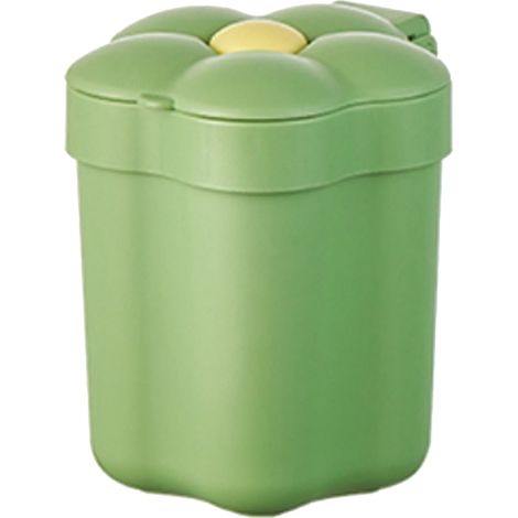 Corbeille de bureau avec couvercle fleur, petite poubelle large ouverture, panier à papier vert (1/5)